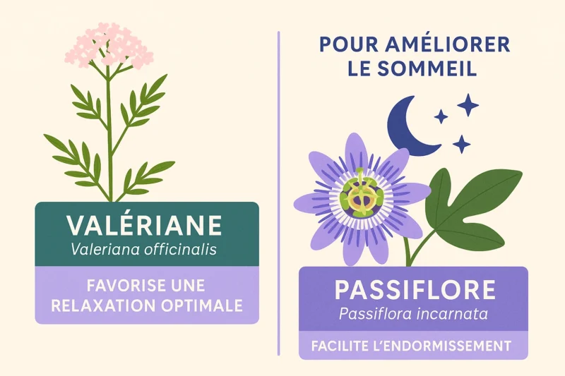 Illustrations botaniques des plantes utilisées dans les gummies sommeil