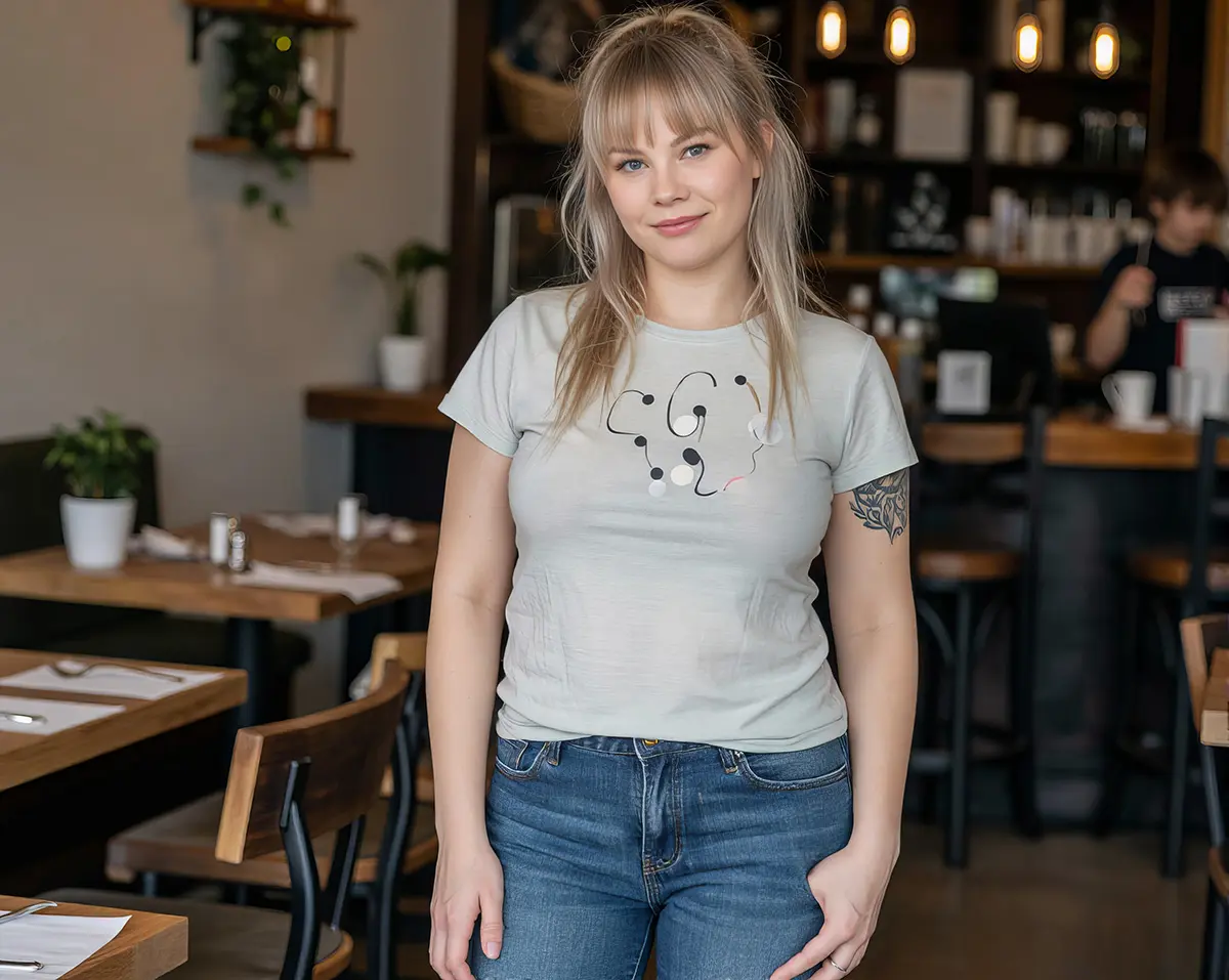 célibataire heureuse dans un café – confiance et autonomie affective en séduction