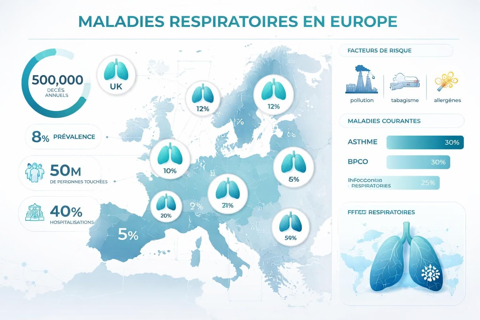 en europe, plus de 101 millions de personnes souffrent de troubles respiratoires, impactant leur qualité de vie et nécessitant une attention médicale accrue.